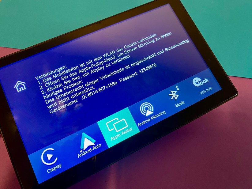 Lescars Display mit Dashcam für Android Auto & Carplay