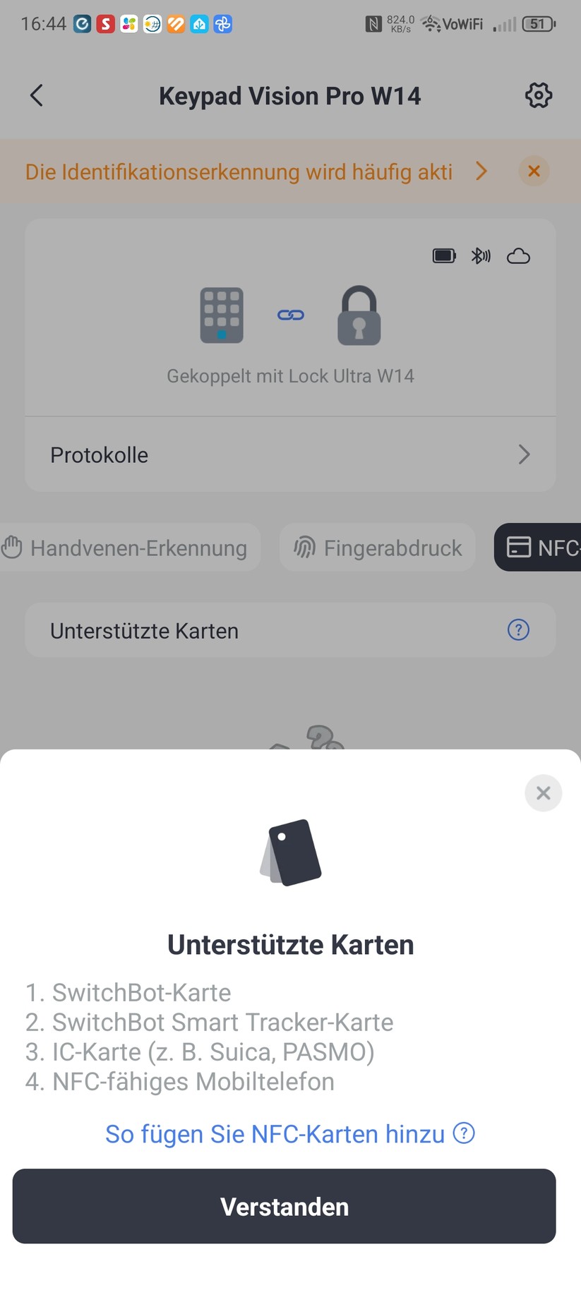 Switchbot Lock Ultra Vision Pro: Einrichtung und Steuerung erfolgen mit der Switchbot-App, für die man sich registrieren muss.