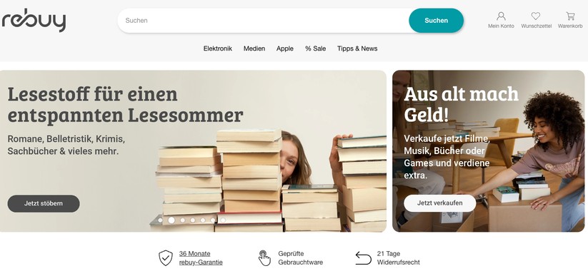3 Jahre Garantie gibt es bei Rebuy auf Gebrauchtware – das ist ein Argument für generalüberholte Technik.
