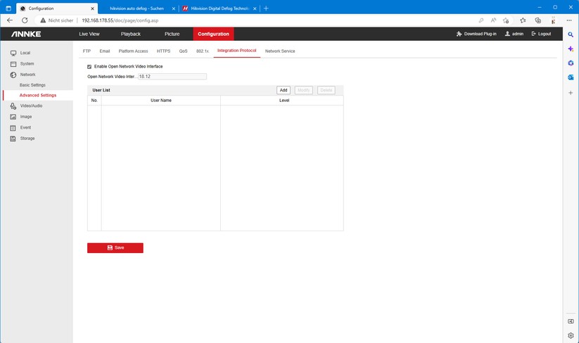 Annke NCPT500: Zugriff per Browser