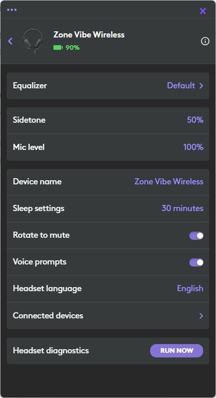 Logitech Zone Vibe Wireless - Bilder App