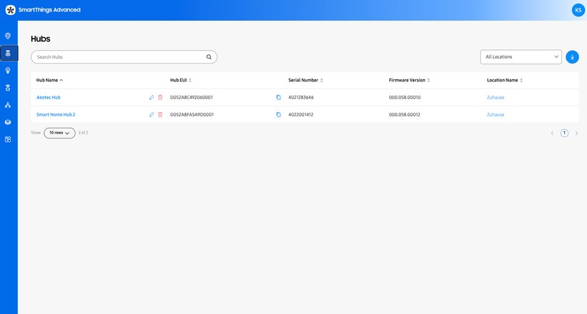Unter https://my.smartthings.com/ erhalten Anwender interessante Einblicke in das Smartthings-System. Dort werden etwa die installierten Geräte aufgelistet, samt relevanten Betriebsdaten und ob die Ausführung lokal oder per Cloud unterstützt wird.  