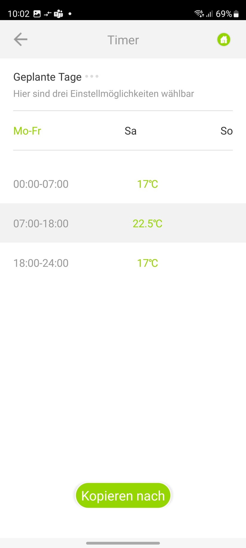  App-Einstellungen und Heizpläne