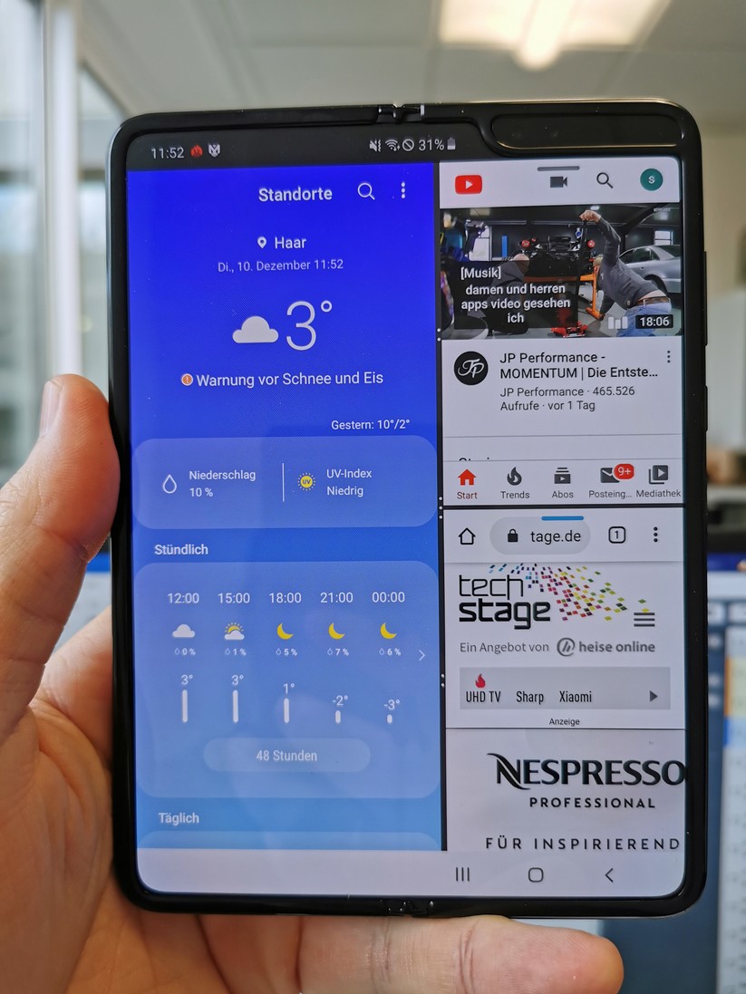 Multitasking mit bis zu drei Apps möglich