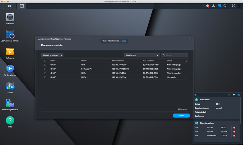 Reolink E1 Outdoor Pro: Dank Onvif-Kompatibilität können Anwender die Reolink-Kamera auch mit Dritthersteller-Lösungen wie Synology Surveillance Station betreiben. Onvif kann man über die Desktop-Anwendung aktivieren.