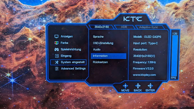 KTC G42P5 Einstellungen