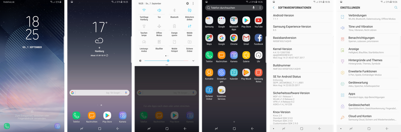 Auf dem Galaxy Note 8 läuft noch Android OS 7.1.1 Nougat
