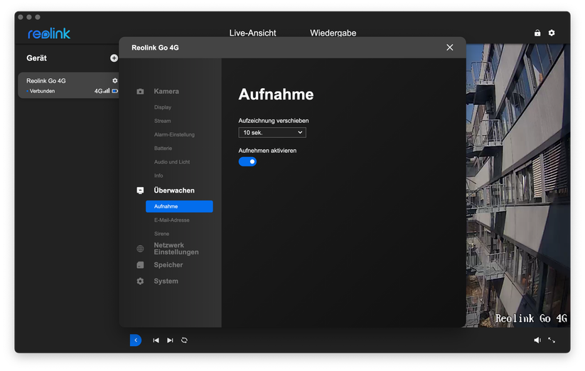 Reolink Go 4G/LTE: Desktop-Anwendung