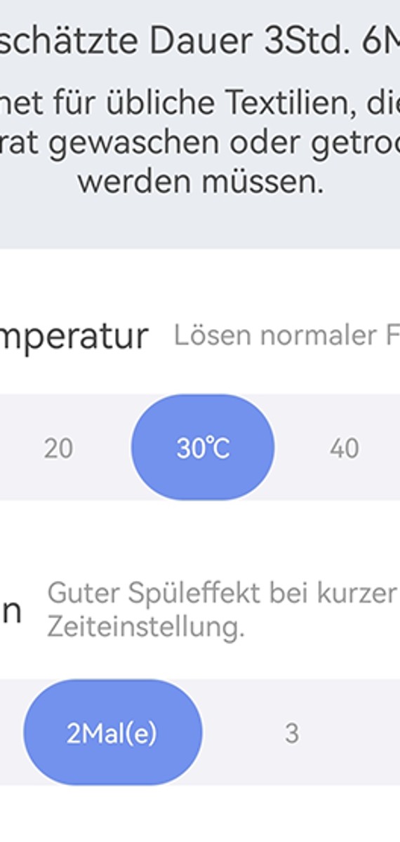 Über die App lassen sich die Waschprogramme individuell anpassen.