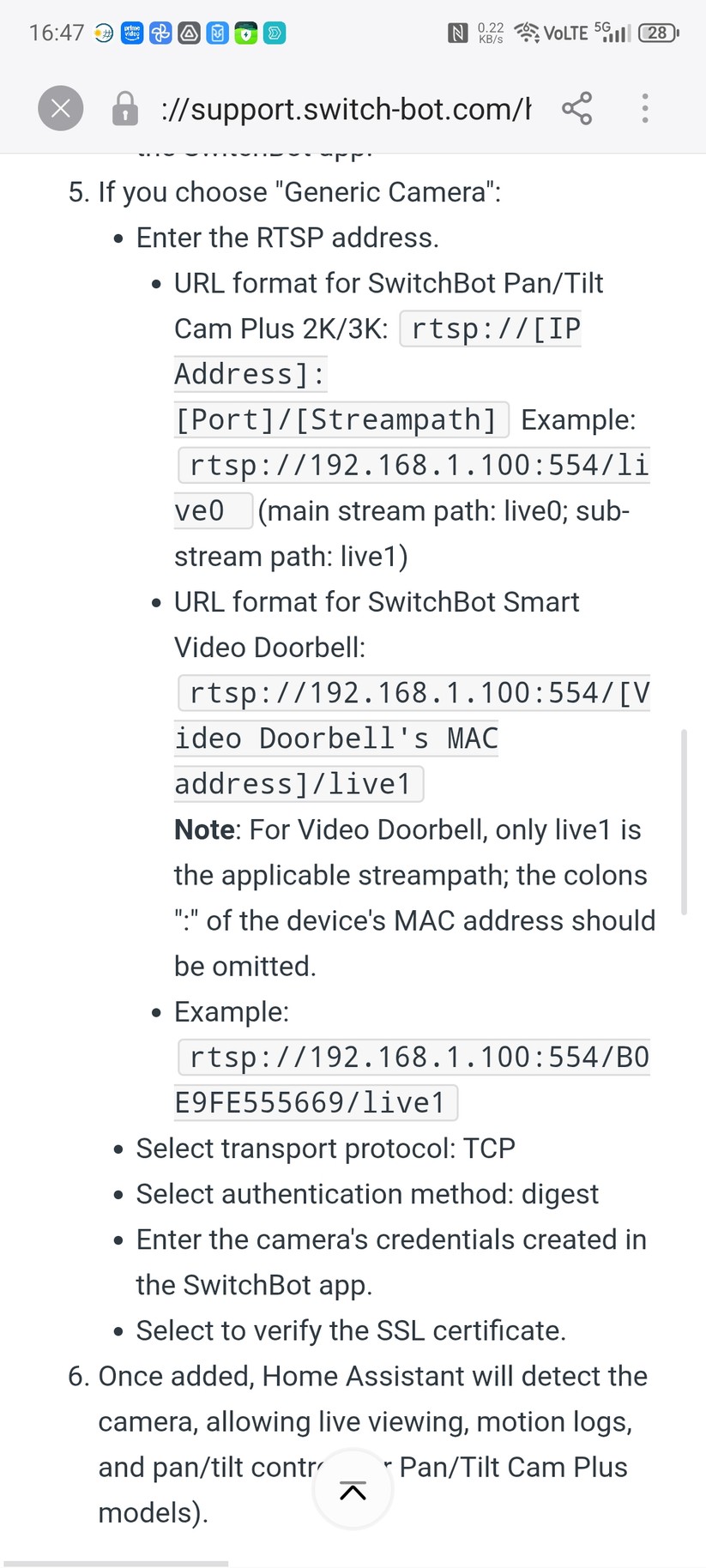 Damit die Einbindung des Videostreams in andere Systeme wie Home Assistant funktioniert, muss zuvor ein Kamera-Konto angelegt werden. Damit wird der RTSP-Stream aktiviert. 