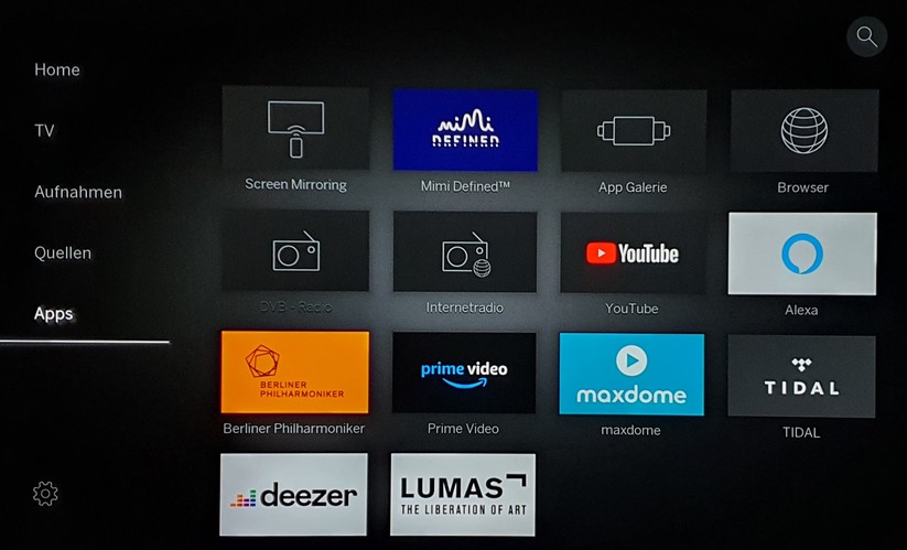 Das Loewe OS ist übersichtlich, es fehlen aber wichtige Streaming-Apps wie etwa Netflix.