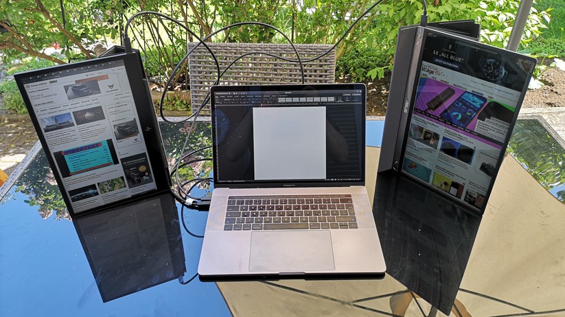 Die externen Monitore funktionieren im Quer- und im Hochformat.