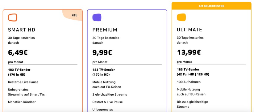 Auch das Zattoo-Angebot kann man einen Monat lang kostenlos testen