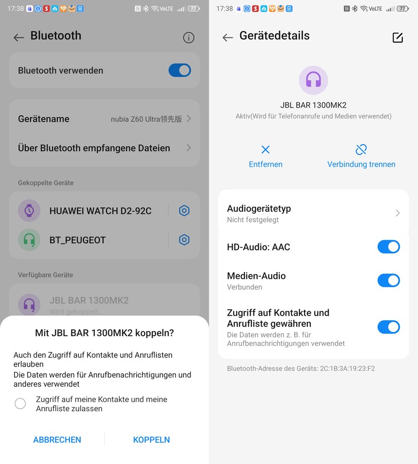 Mit der App JBL One lässt sich die Bar 1300MK2 bequem einrichten und konfigurieren. Trotz der vielen Funktionen ist die App übersichtlich und intuitiv bedienbar.