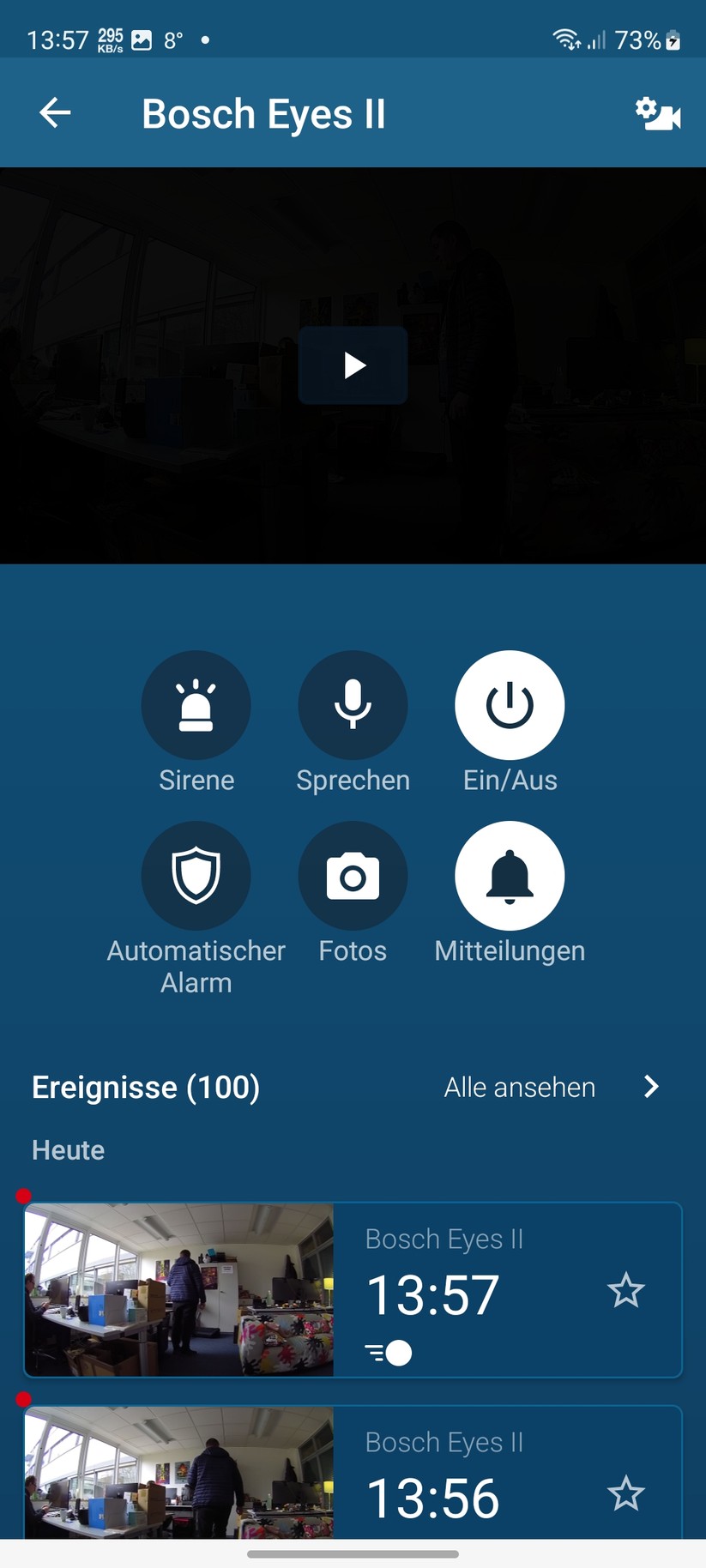 Bosch Eyes Innenkamera II: App, Einrichtung