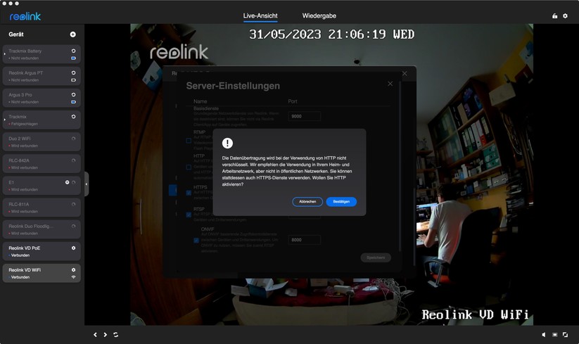 Der Datenverkehr ist mit Onvif allerdings unverschlüsselt. Da dieser aber im lokalen Netzwerk stattfindet, ist in puncto Sicherheit kein Problem.