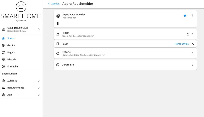 Über smarthomebyhornbach.com können Anwender ihr Smart Home bequem vom Desktop aus verwalten. Die Web-Oberfläche bietet die gleichen Funktionen wie die App.