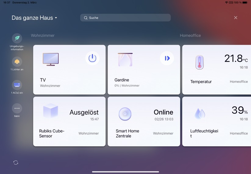 Aqara Home: Mit Version 3.0 hat Aqara eine neue Oberfläche eingeführt. Und Deutsch unterstützt die App inzwischen ebenfalls. Das jüngste Update bietet nun auch eine Gruppierung von Gerätekarten von Produkten des gleichen Typs.