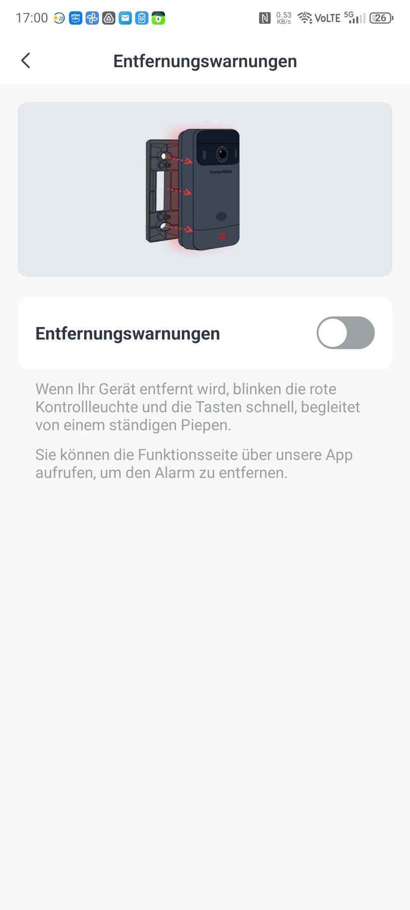 Einstellungen in der Switchbot App