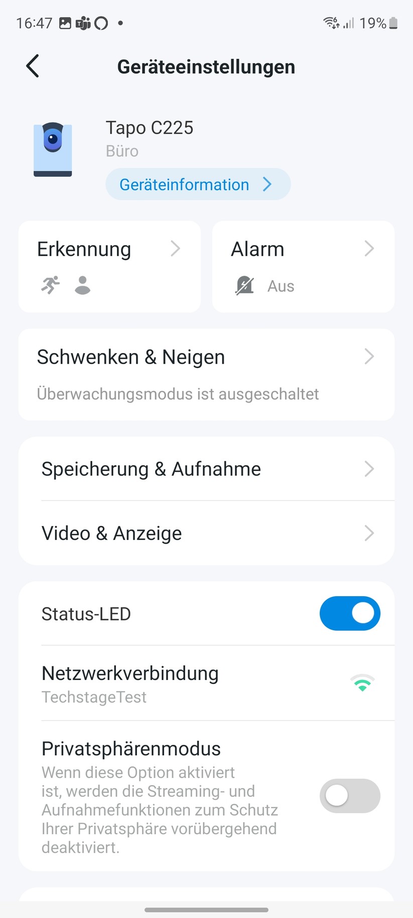 TP-Link Tapo C225: Einrichtung und Einstellungen