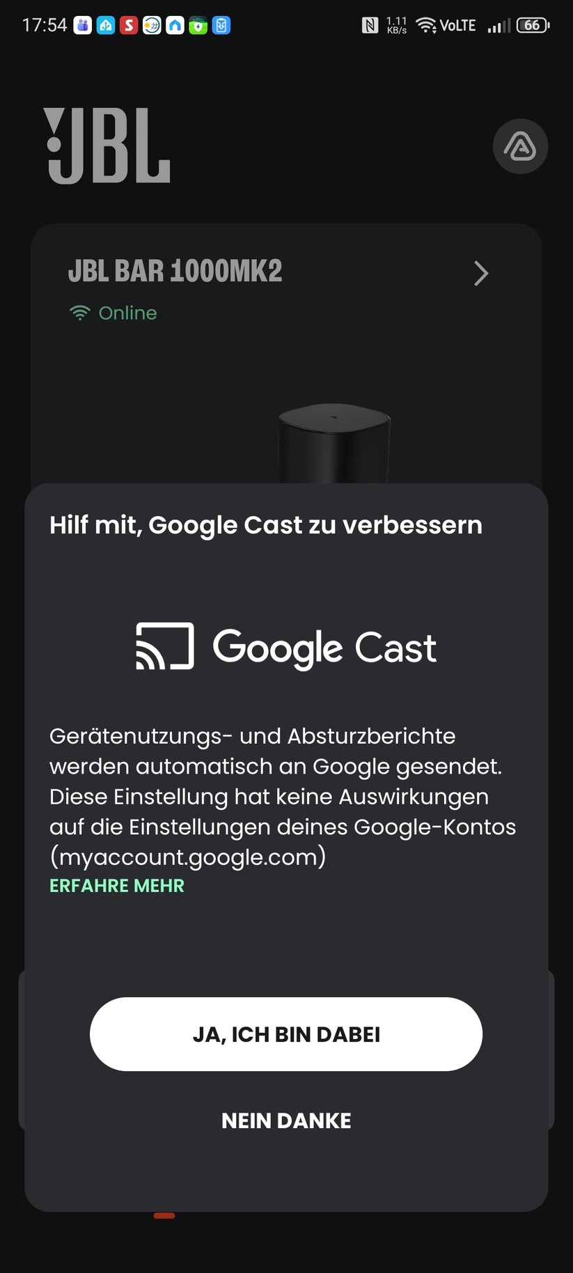 Mit der App JBL One wird die JBL BAr 1000MK2 eingerichtet.
