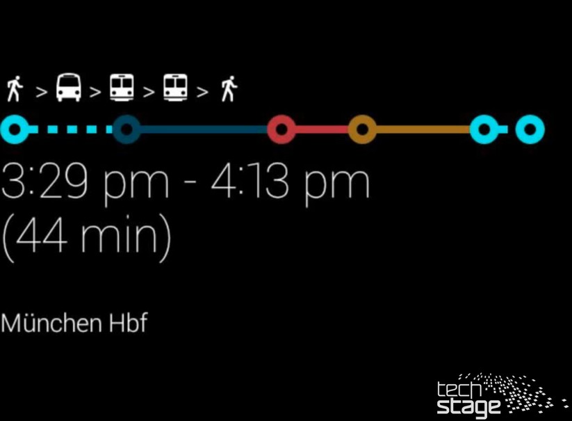 Vom Büro zum Bahnhof: Erst zu Fuß, dann mit dem Bus und zwei U-Bahnen. Die Berechnung der Route erfolgt flott und zuverlässig, sofern man sein Ziel verständlich machen kann.
