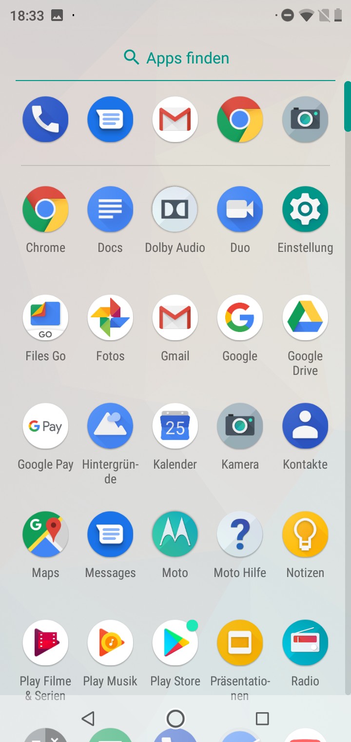 Hauptmenü (App-Drawer)