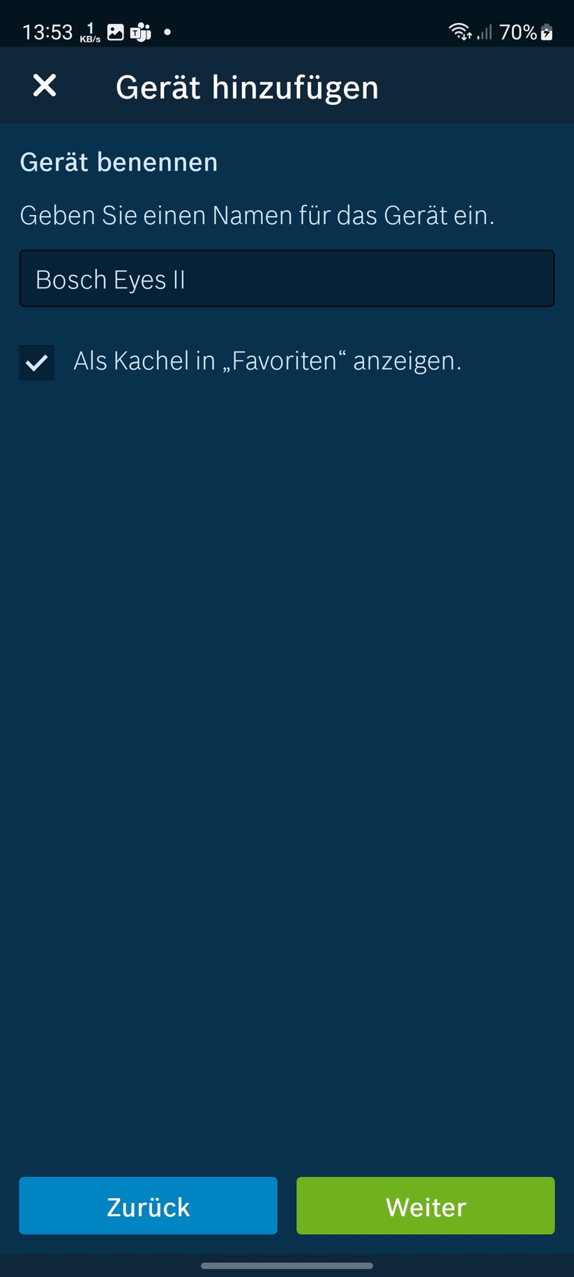 Bosch Eyes Innenkamera II: App, Einrichtung