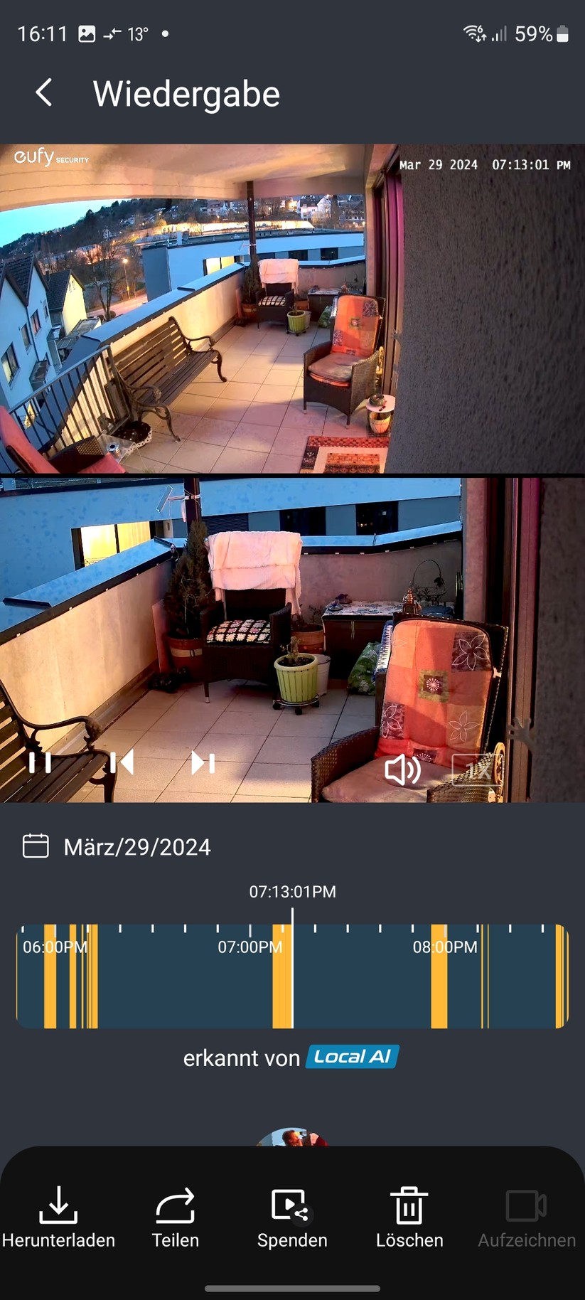 Eufy Floodlight Cam E340: Aufnahmen