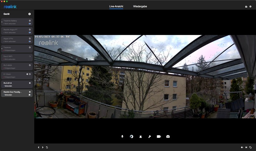 Reolink Duo Floodlight PoE: Maximale Auflösung (Klar) mit 4608 × 1728 Pixel. Alternativ steht für „Klar“ auch noch die Auflösung mit 4096 × 1536 zur Auswahl.  