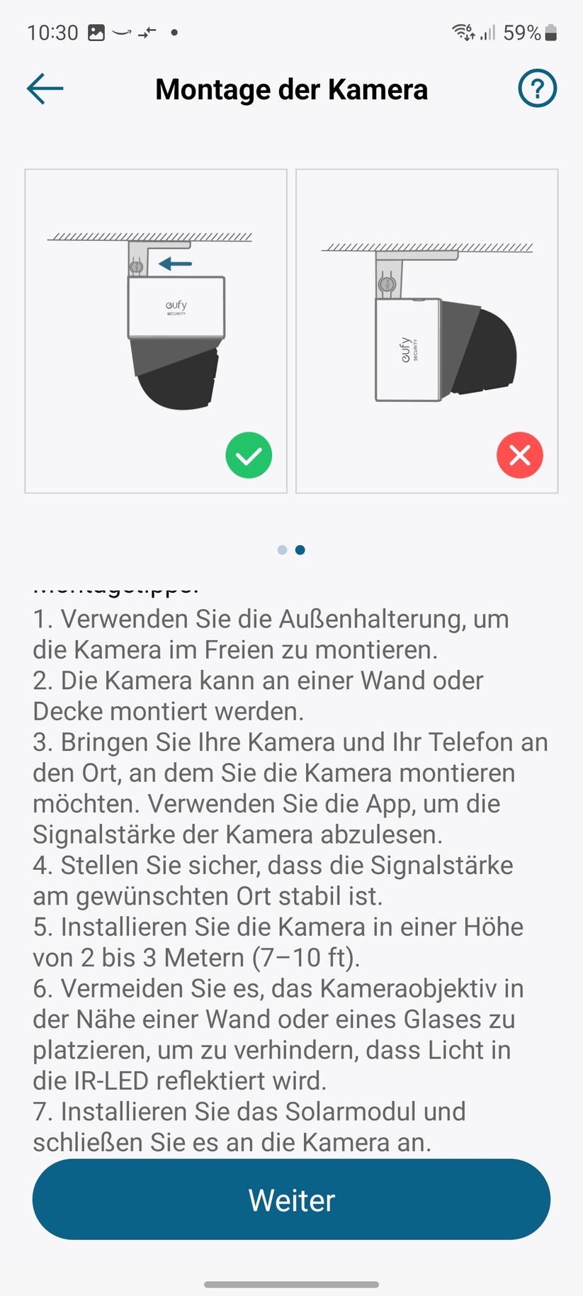 Eufy Solocam S340: Hinweise zur Montage in der App