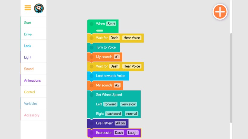 Die App zum Programmieren des Roboters Dash ist kindgerecht gestaltet.