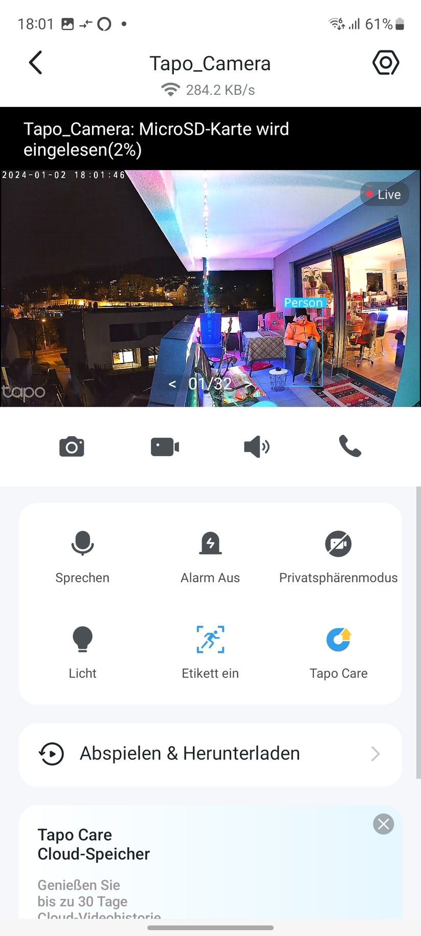 TP-Link Tapo C325WB: Einrichtung, Einstellungen und Aufnahmen
