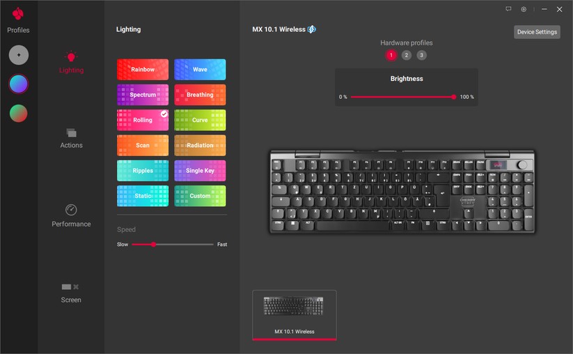 Cherry Xtrfy MX 10.1 Wireless - Bilder App