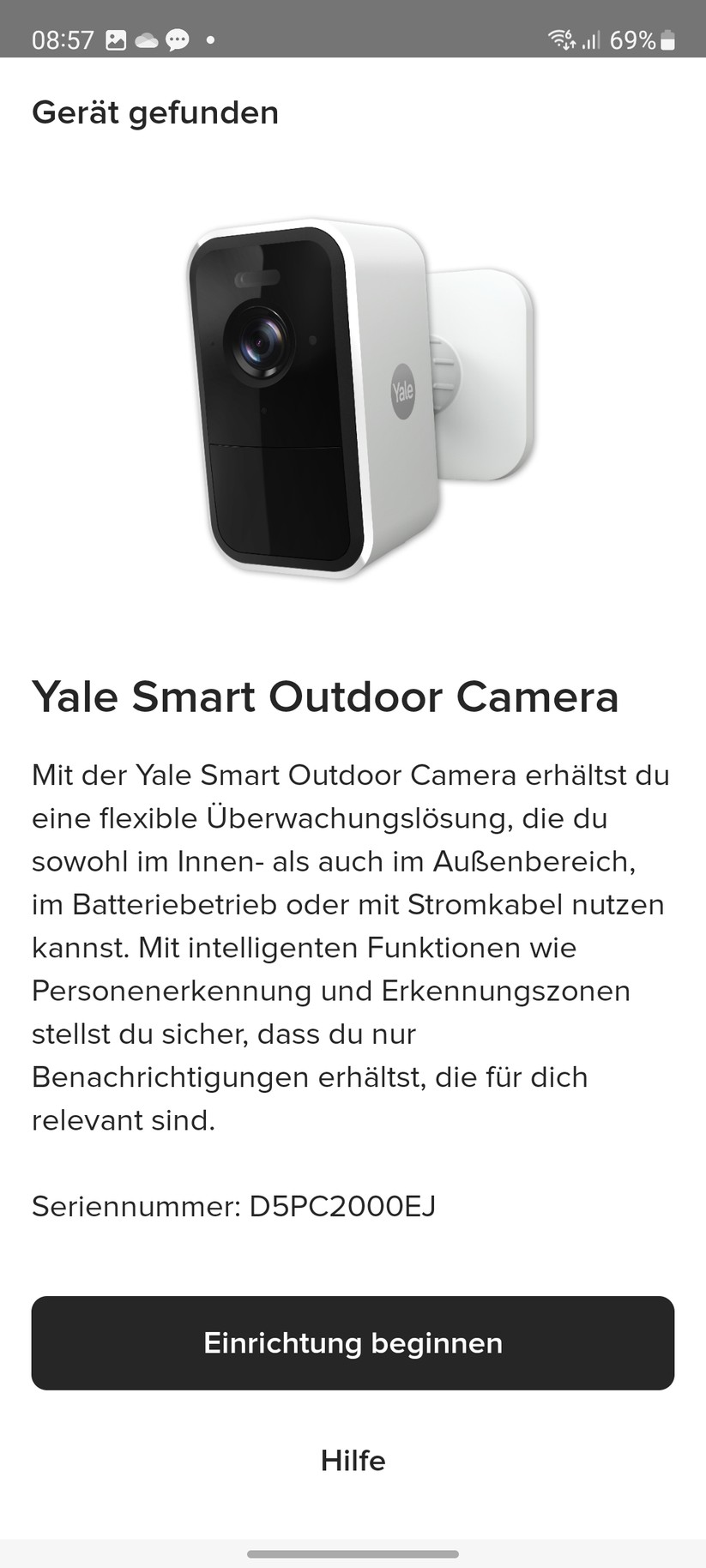 Yale Smart Outdoor Camera: Einrichtung und Einstellungen