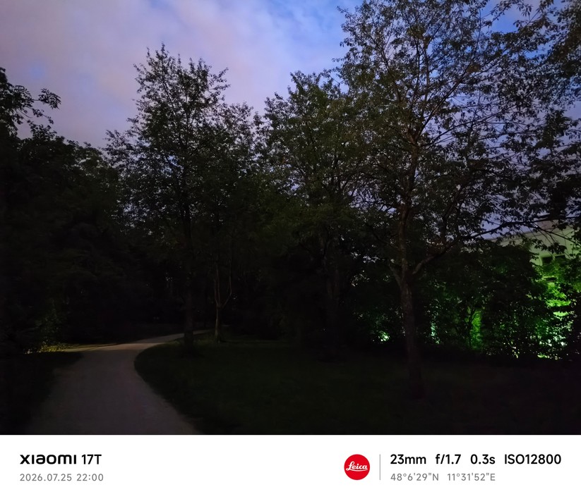 Xiaomi 17T: Hauptkamera bei Nacht