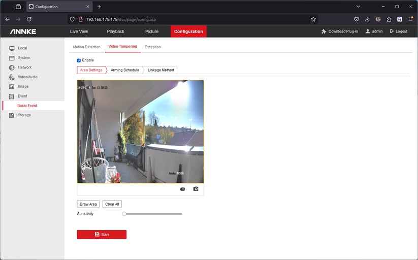 Annke NC500: Zugriff mit Browser unter Windows. Unter macOS und Linux steht der Livestream beim Zugriff mit einem Browser nicht zur Verfügung.