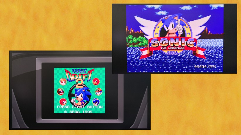 Die Gamegear-Spiele werden deutlich kleiner dargestellt, als die Titel vom Mega Drive.