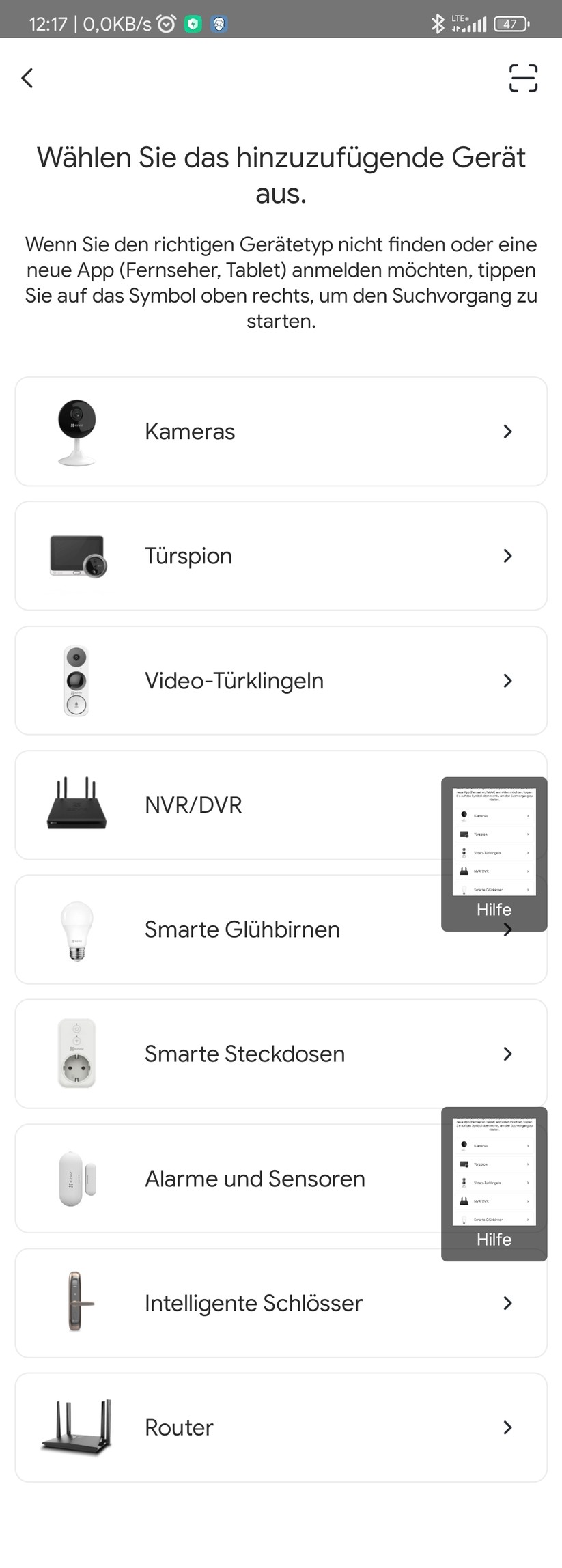 Ezviz LC3: App-Screenshots