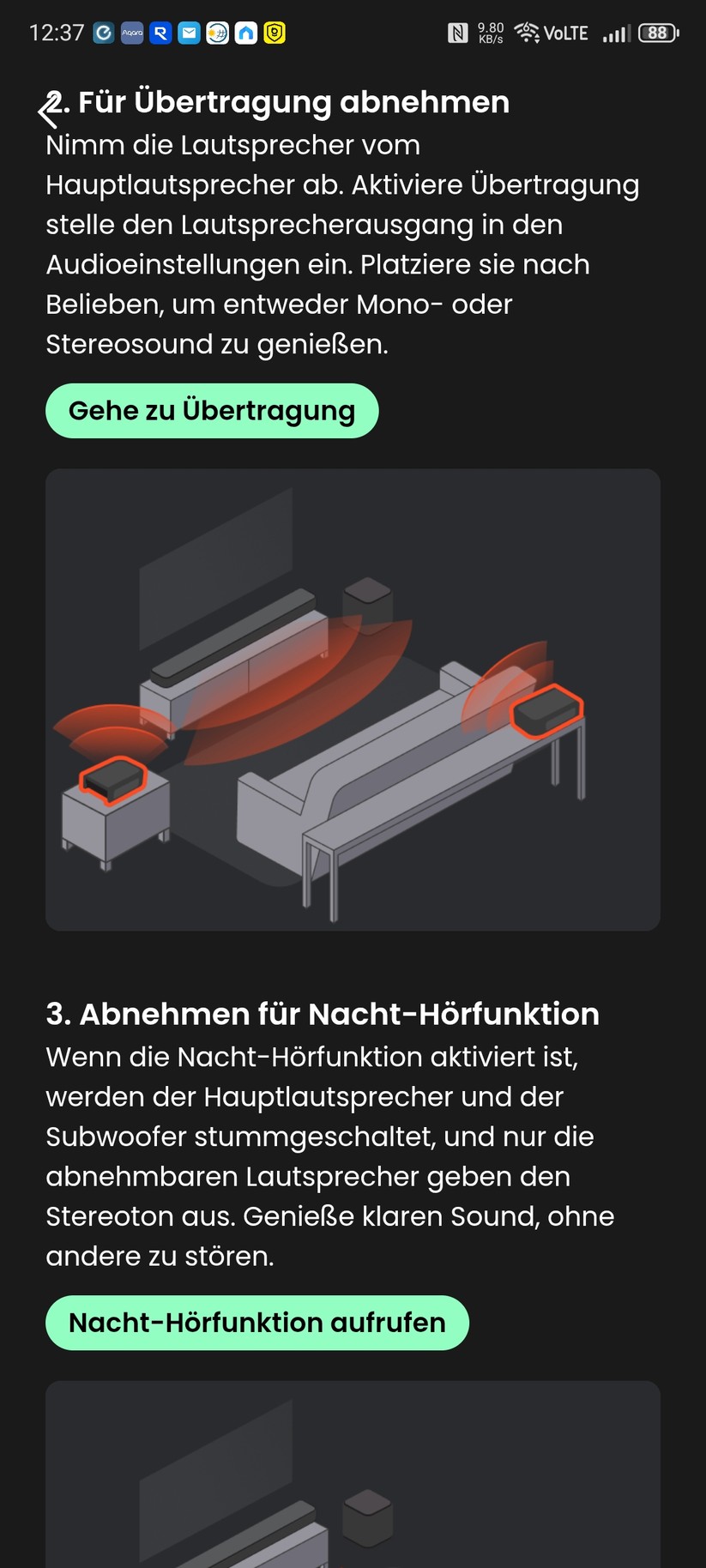 Die App JBL One bietet nicht nur umfangreiche Hilfen zur Abstimmung und Aufstellung der Soundbar, sondern integriert auch zahlreiche Streamingdienste.