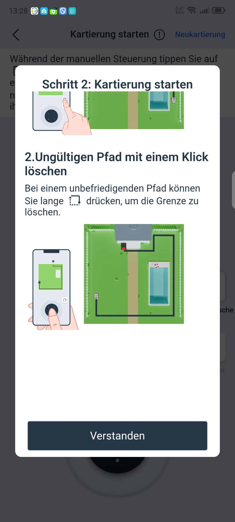  Kartierung, Einstellungen und Mähen