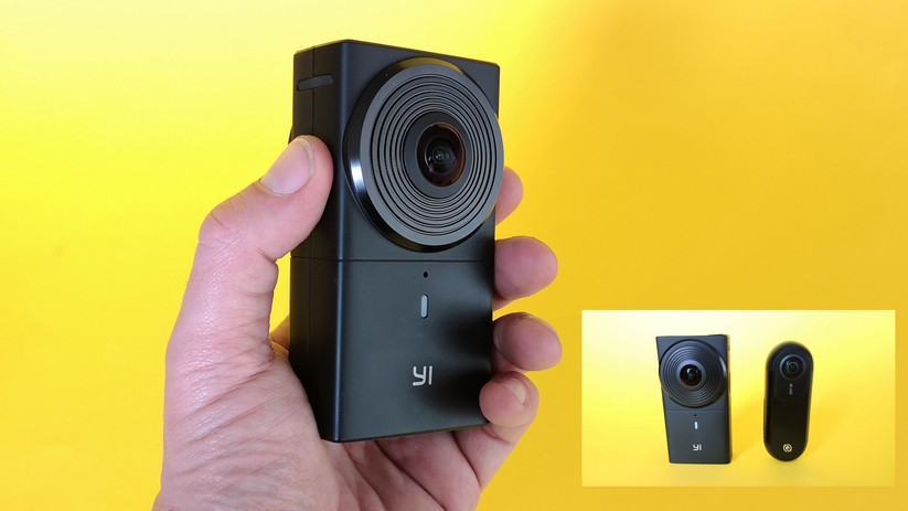 Die 360 VR ist nicht gerade kompakt. Kleines Bild: Vergleich zur Insta One.
