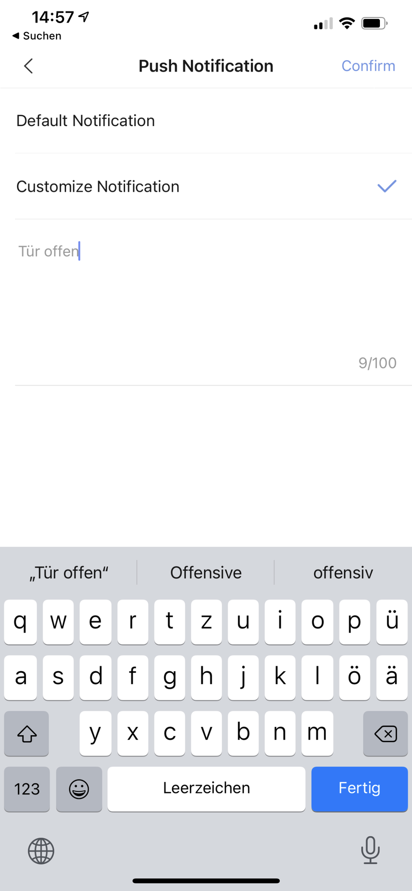 ... schicke eine Push-Nachricht ans Smartphone.