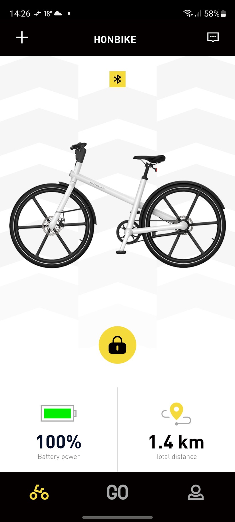 Honbike Uni 4: Mit der App kann man das E-Bike abschließen.