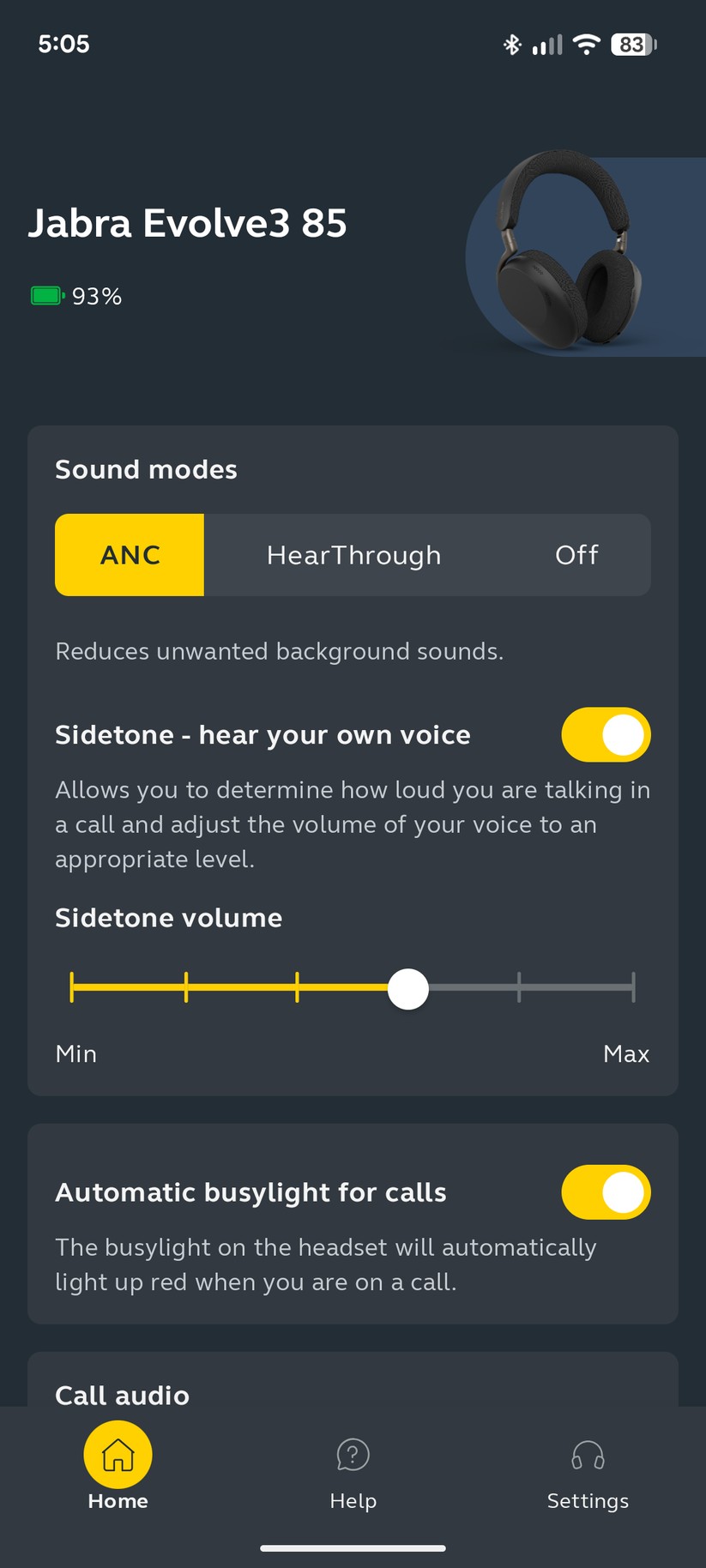 Jabra Evolve3 85 - Bilder Smartphone-App