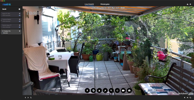 Reolink E1 Outdoor Pro: Dank Onvif-Kompatibilität können Anwender die Reolink-Kamera auch mit Dritthersteller-Lösungen wie Synology Surveillance Station betreiben. Onvif kann man über die Desktop-Anwendung aktivieren.