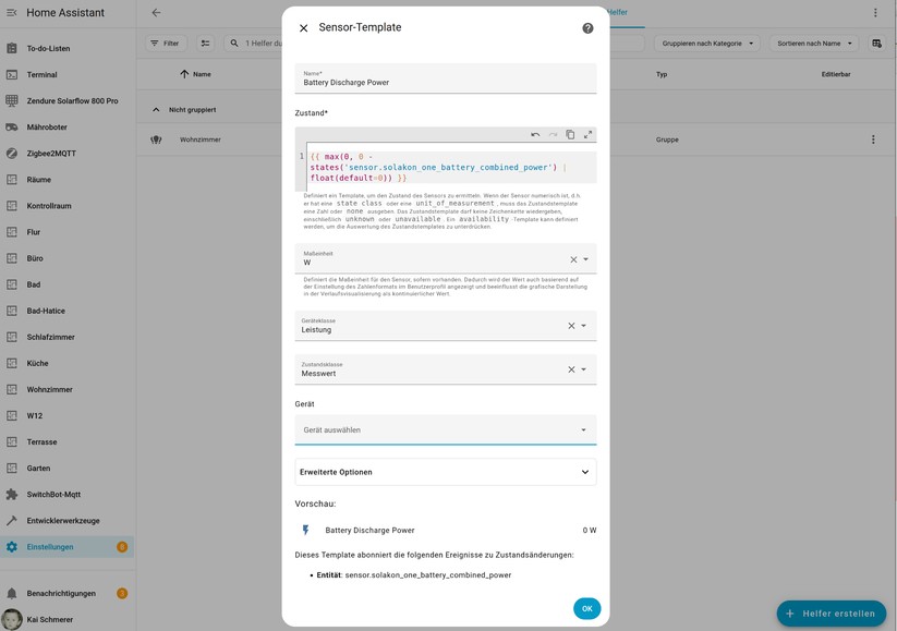  Helfer einrichten für Energy Dashboard