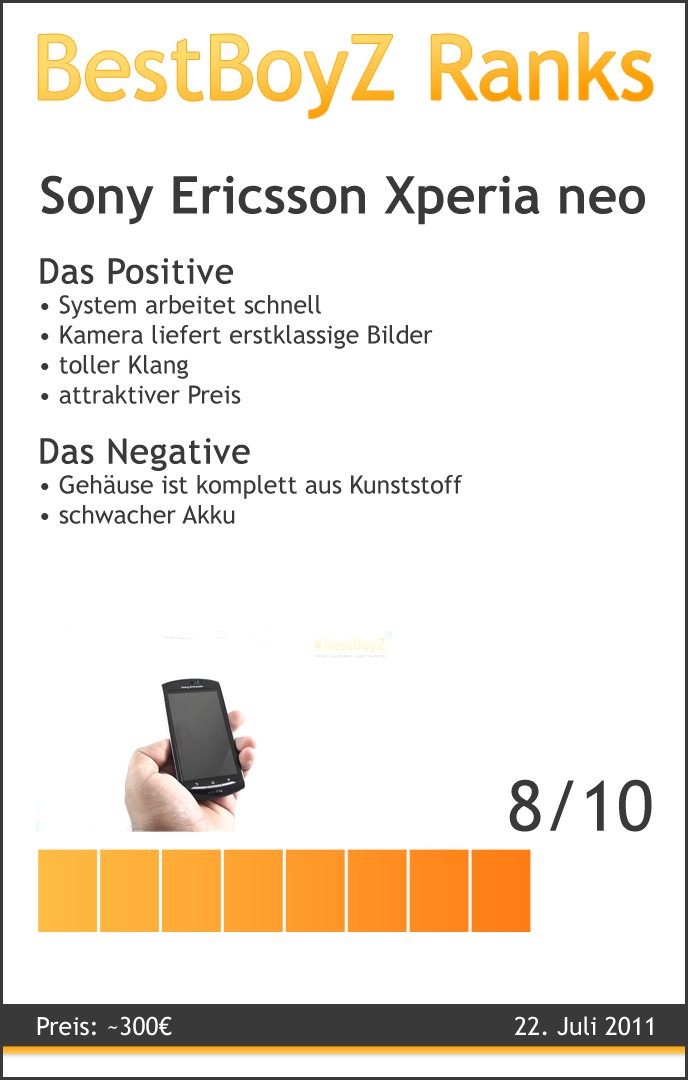 BestBoyZ Ranks zu dem Sony Ericsson Xperia neo
