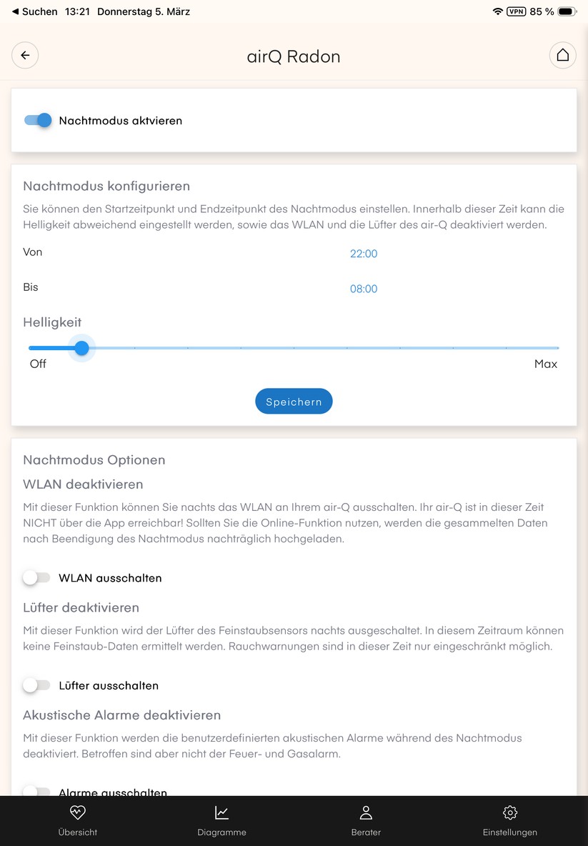 Die Air-Q-App überzeugt nicht nur mit einer übersichtlichen Darstellung der gemessenen Sensorwerte, sondern auch mit detaillierten Erläuterungen. 
