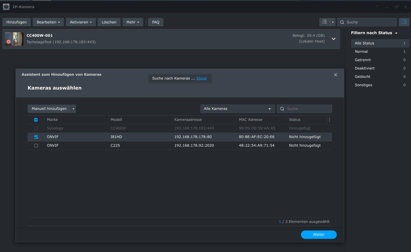 Annke NC500: Inbetriebnahme der PoE-Überwachungskamera mit Synology Surveillance Station mit Hikvision-Profil.